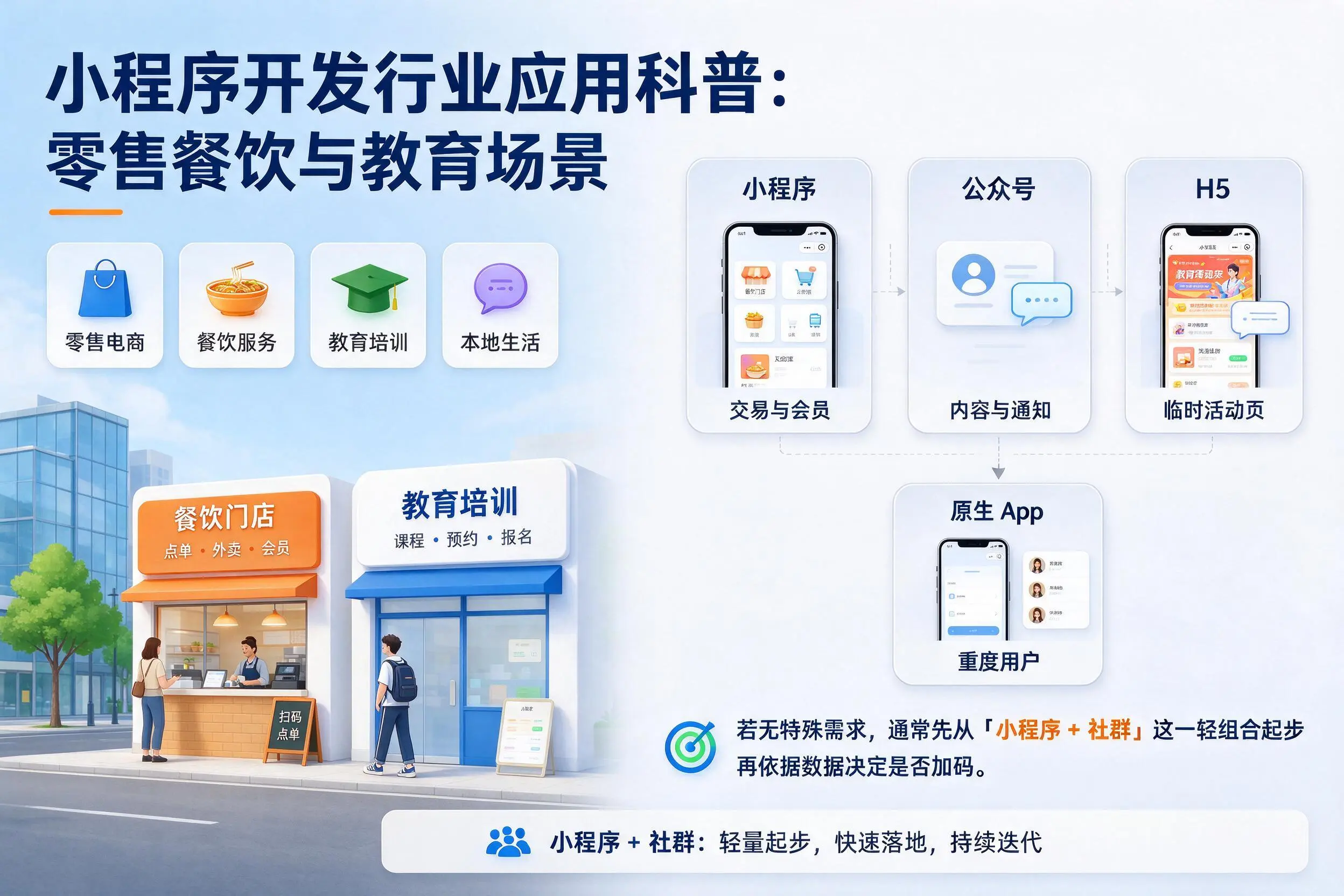 西安小程序开发行业应用科普:零售餐饮与教育场景