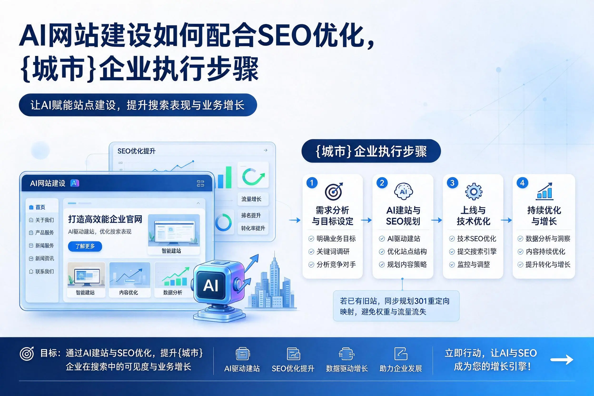 AI网站建设如何配合SEO优化,西安企业执行步骤