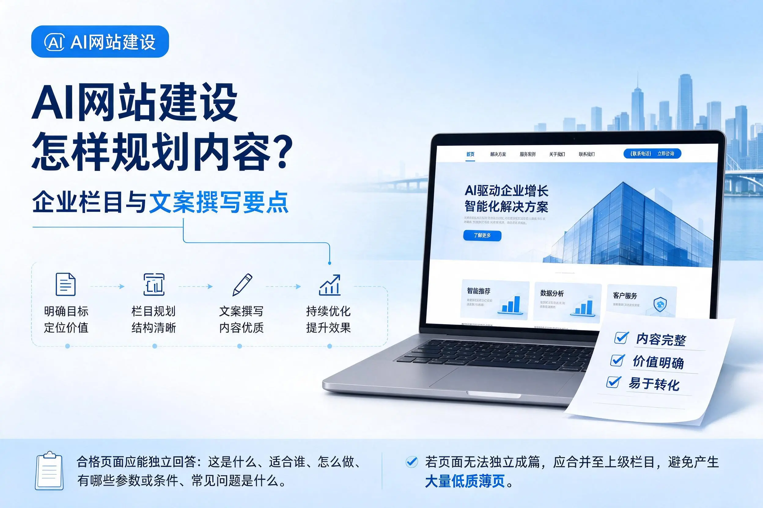 AI网站建设怎样规划内容?西安企业栏目与文案撰写要点